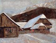 Otto Barth Farmhouse in winter Spain oil painting artist
